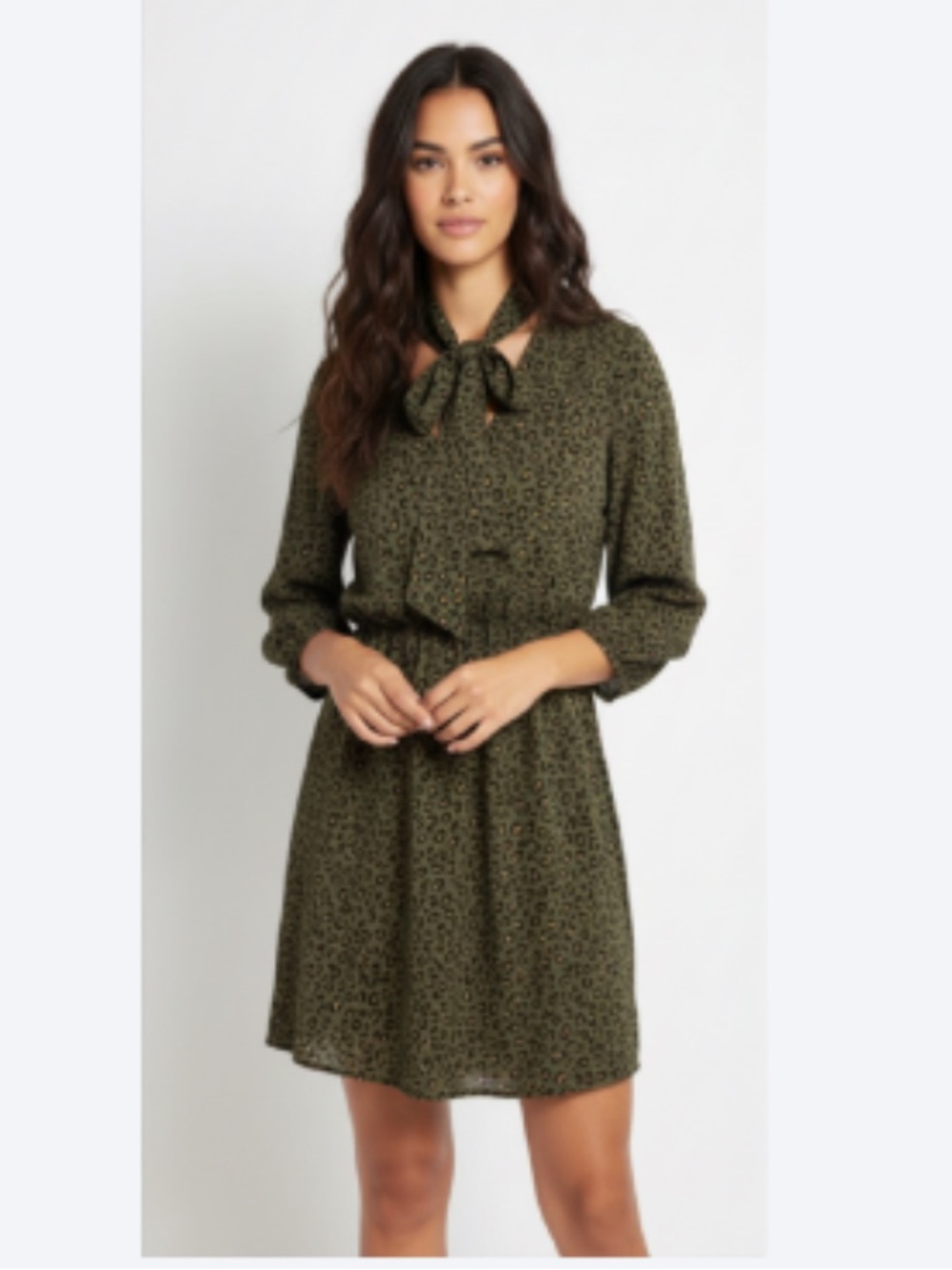 👗Ann Taylor green Leopard Print Dress